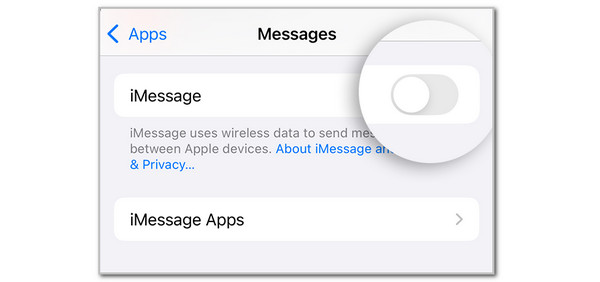 Toggle Off Imessage Feature
