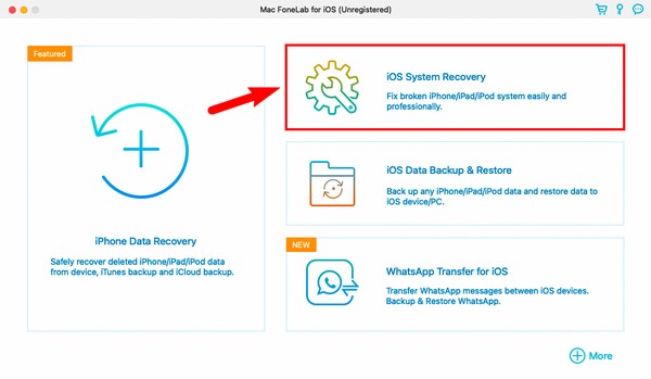 kliknij pole Odzyskiwanie systemu iOS