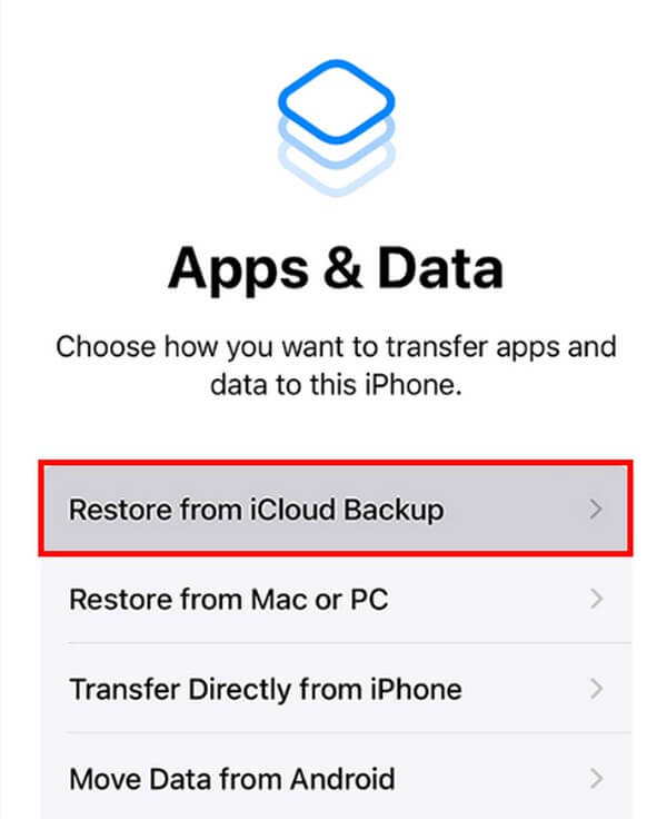 Πατήστε Επαναφορά από το iCloud