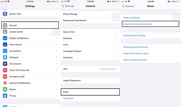 settings iphone