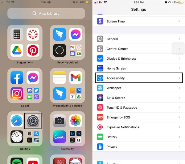 accesibilidad de la configuración del iphone