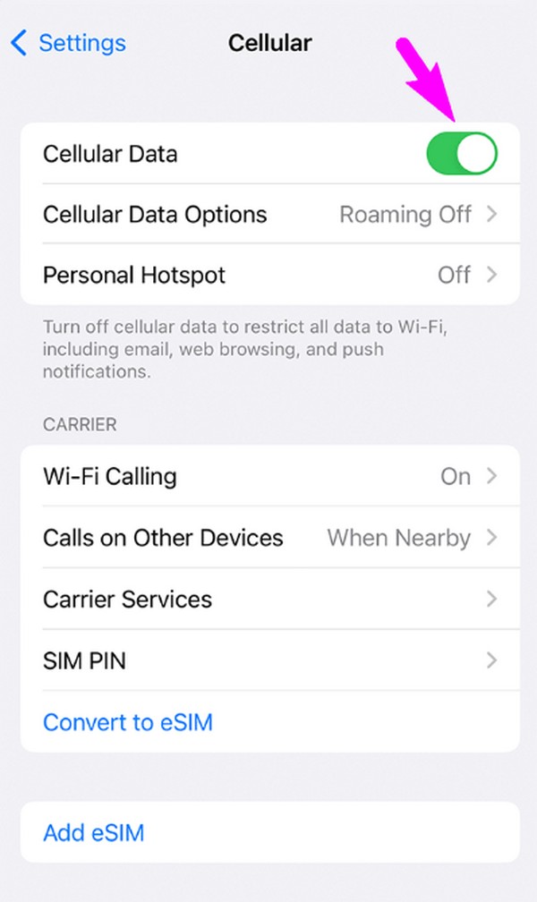 restart cellular data