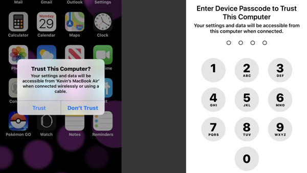 Tap Trust on iPhone Screen 
