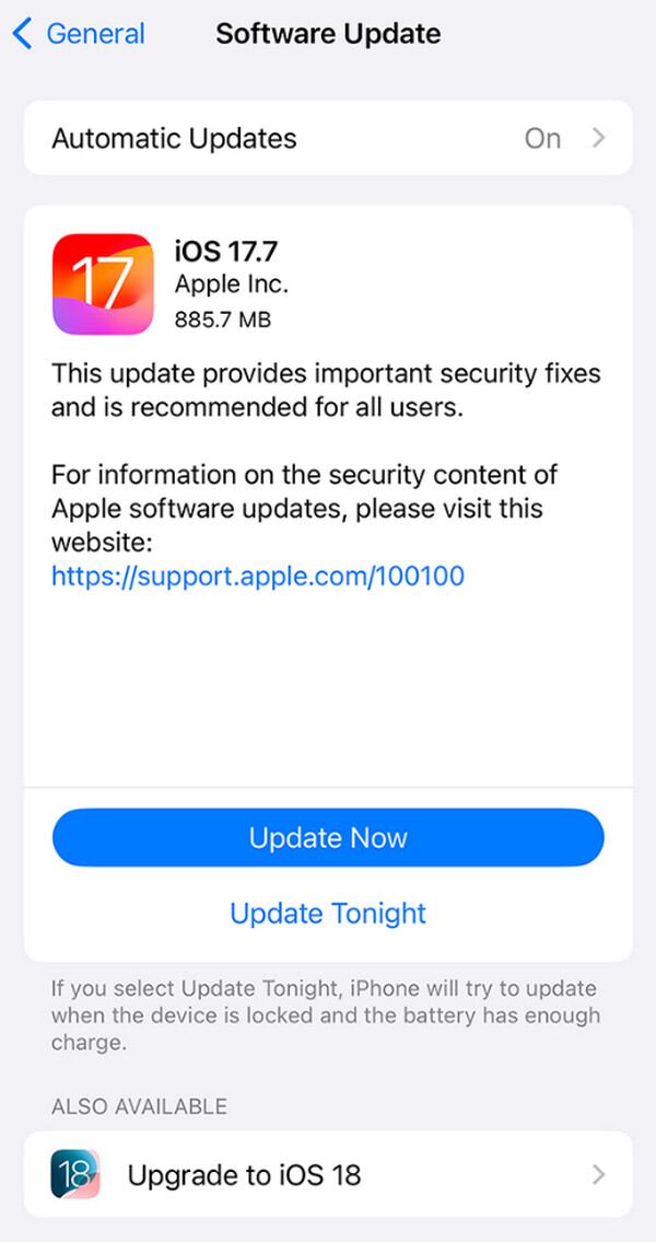 select update now tab