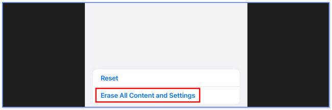 toque borrar todos los contactos y configuraciones en la configuración del iPhone