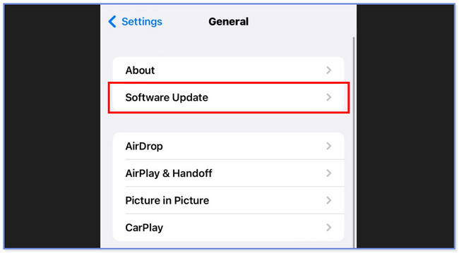 tap software update button on iphone settings
