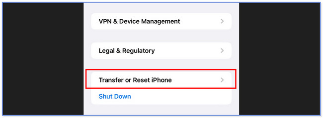 transfer or reset iphone button