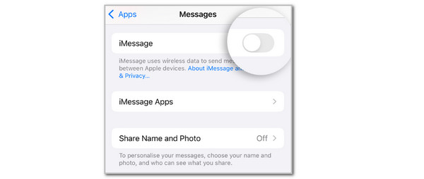 Toggle Off Imessage