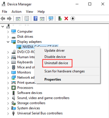 uninstall device pc driver