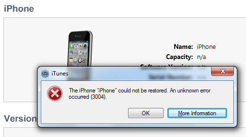 iTunes错误3004