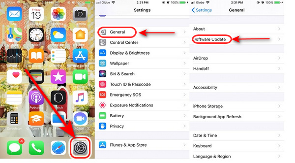 una actualización manual de su software iOS