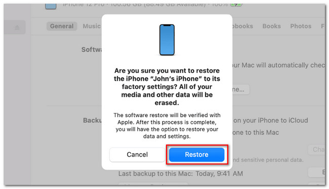 click restore button