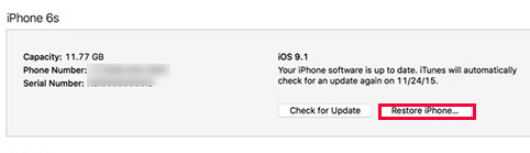 Obnovení iPhone přes iTunes