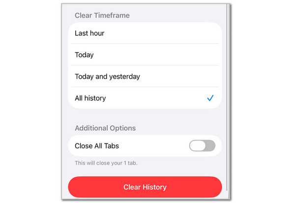 Tap Clear History Button