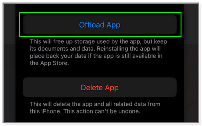 Tap the Offload button