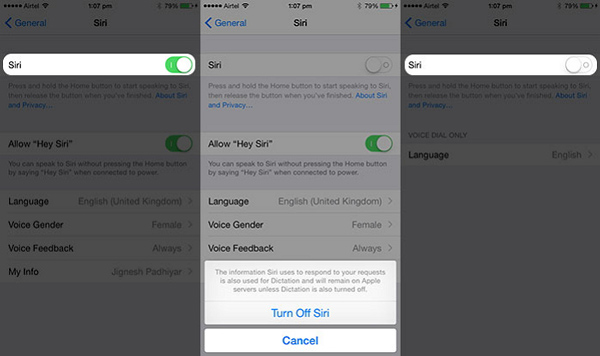 Disable Siri and Then Enable It