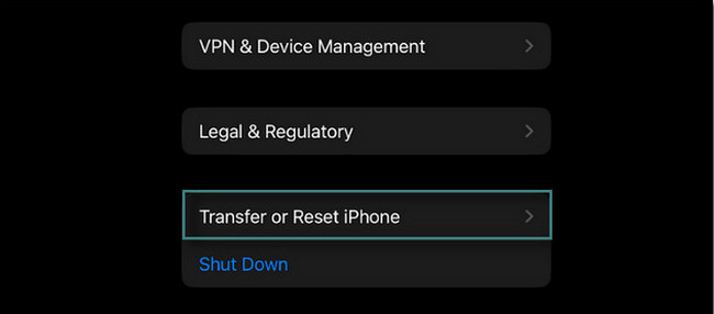 elija la transferencia del botón de reinicio del iPhone en el iPhone