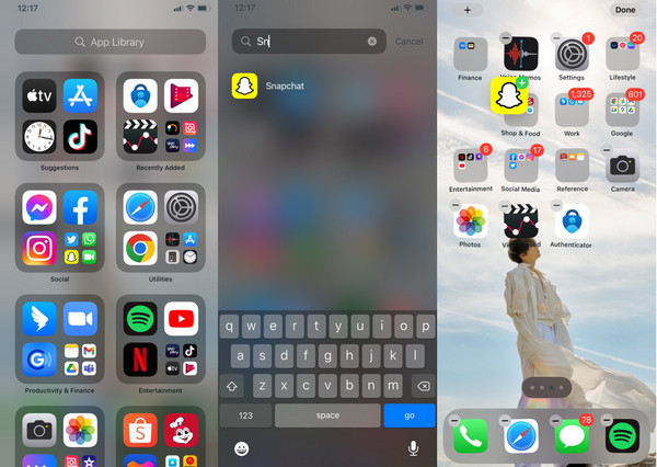 アプリライブラリを介してiPhoneのホーム画面でアプリを再表示
