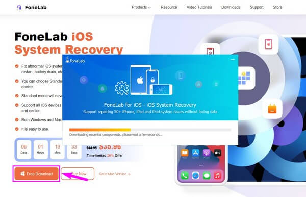 Head to the FoneLab iOS System Recovery site