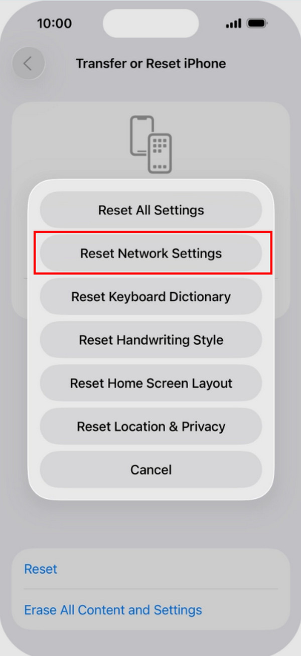 Tap Reset Network Settings Button