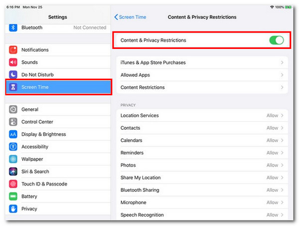 desactivar las restricciones en el ipad