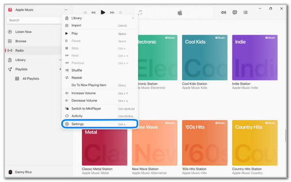Click Settings Button