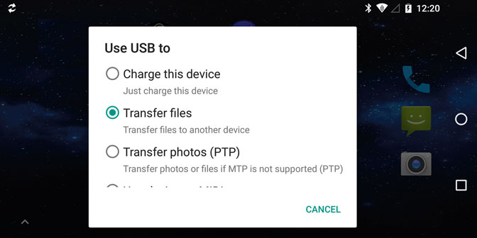 Androidの変更転送ファイル