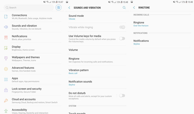 Android-ringtone-instelling tik op beltoon