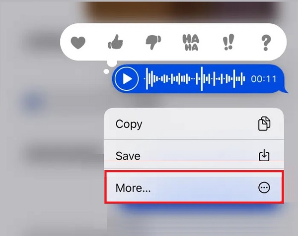select More from the pop-up menu