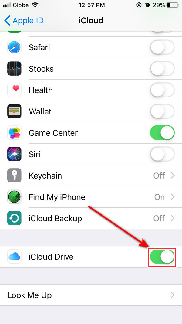 zaznacz dysk iCloud