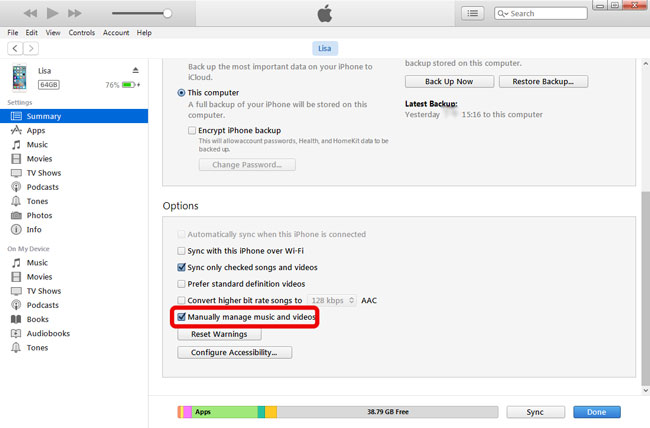Manually Manage Music and Videos