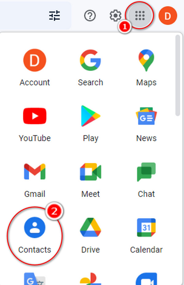 click the Google apps
