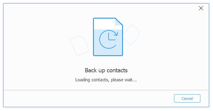 contacts backup tab interface