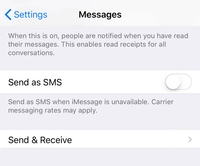 Comment déconnecter l'iPhone de l'iPad Tweaking Send & Receive