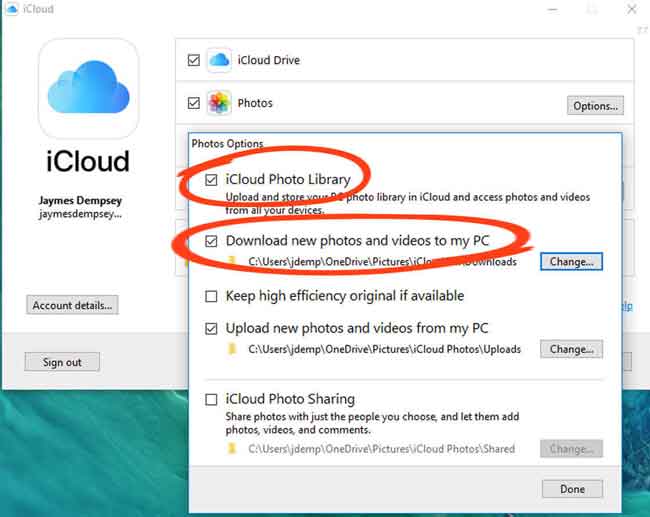 descargar fotos desde icloud windows