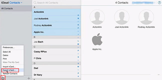 Export Contacts from iCloud