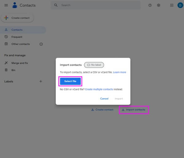 Click the Import Contacts tab