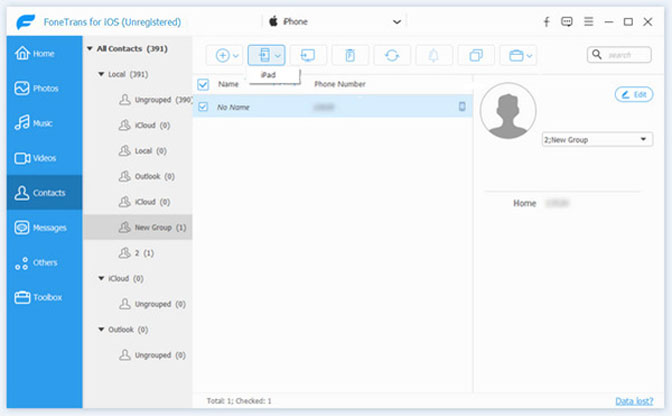 Transfer Contacts between iPad and iPhone export contacts ipad