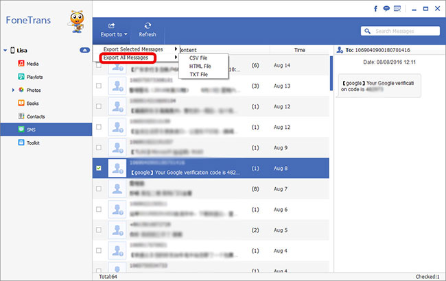 Export iPhone Messages to Computer