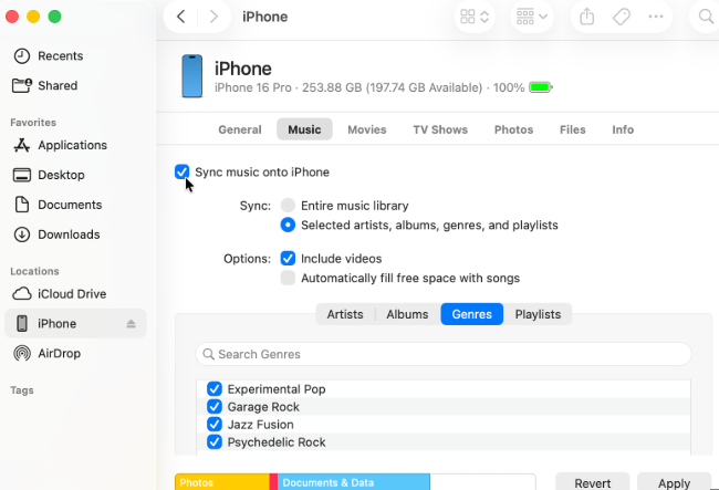 sync music onto iphone