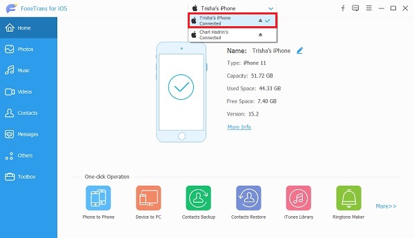 select either your iPhone or iPad