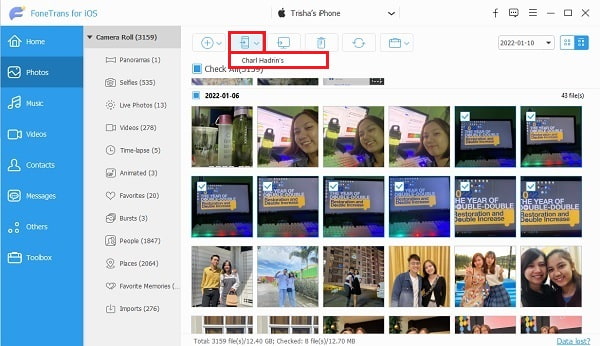 click the Export icon