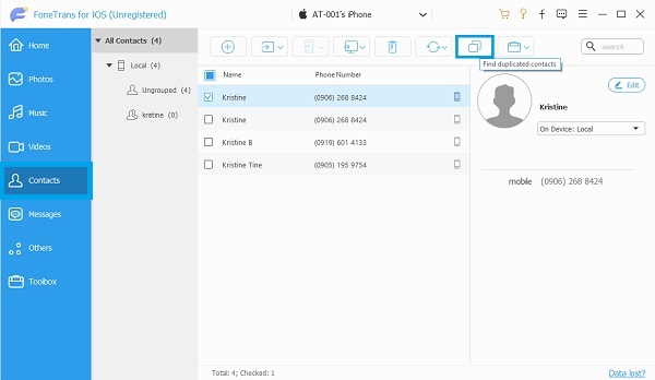 Find duplicated contacts