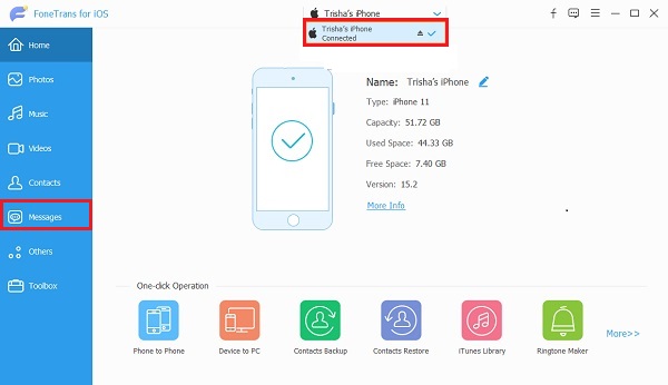 select Messages from the menu