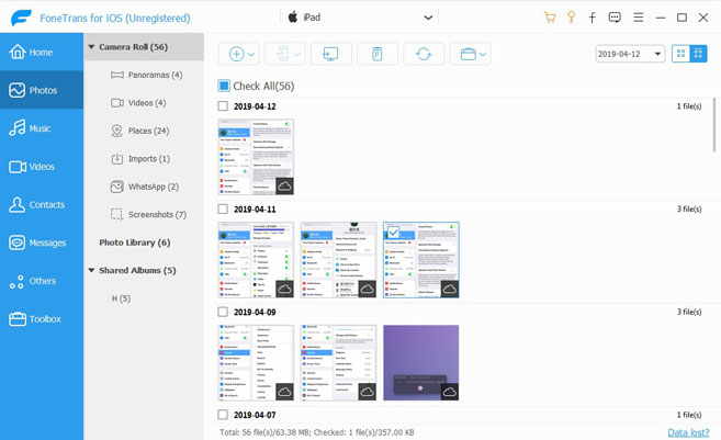 fonetransはデータを選択します