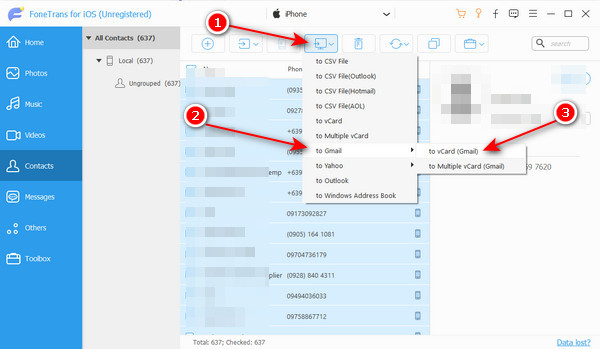select a format compatible with Gmail