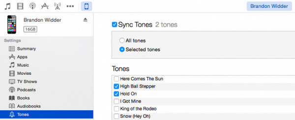 sync ringtone on iphone