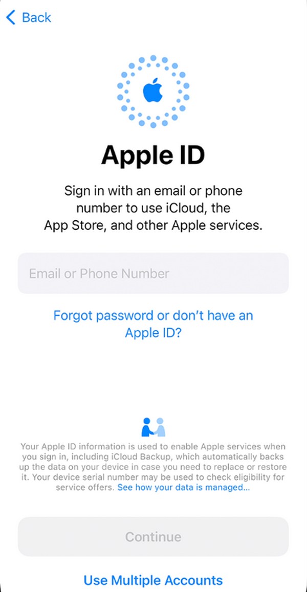 faça login no seu ID Apple