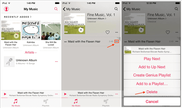 удалить песни с iPod Apple Music