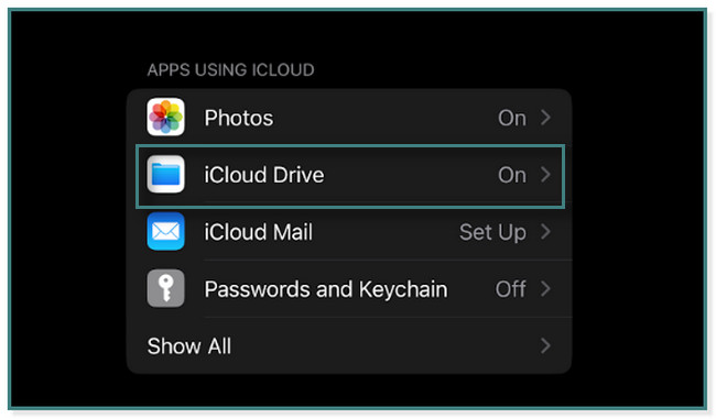 choose the iCloud Drive section